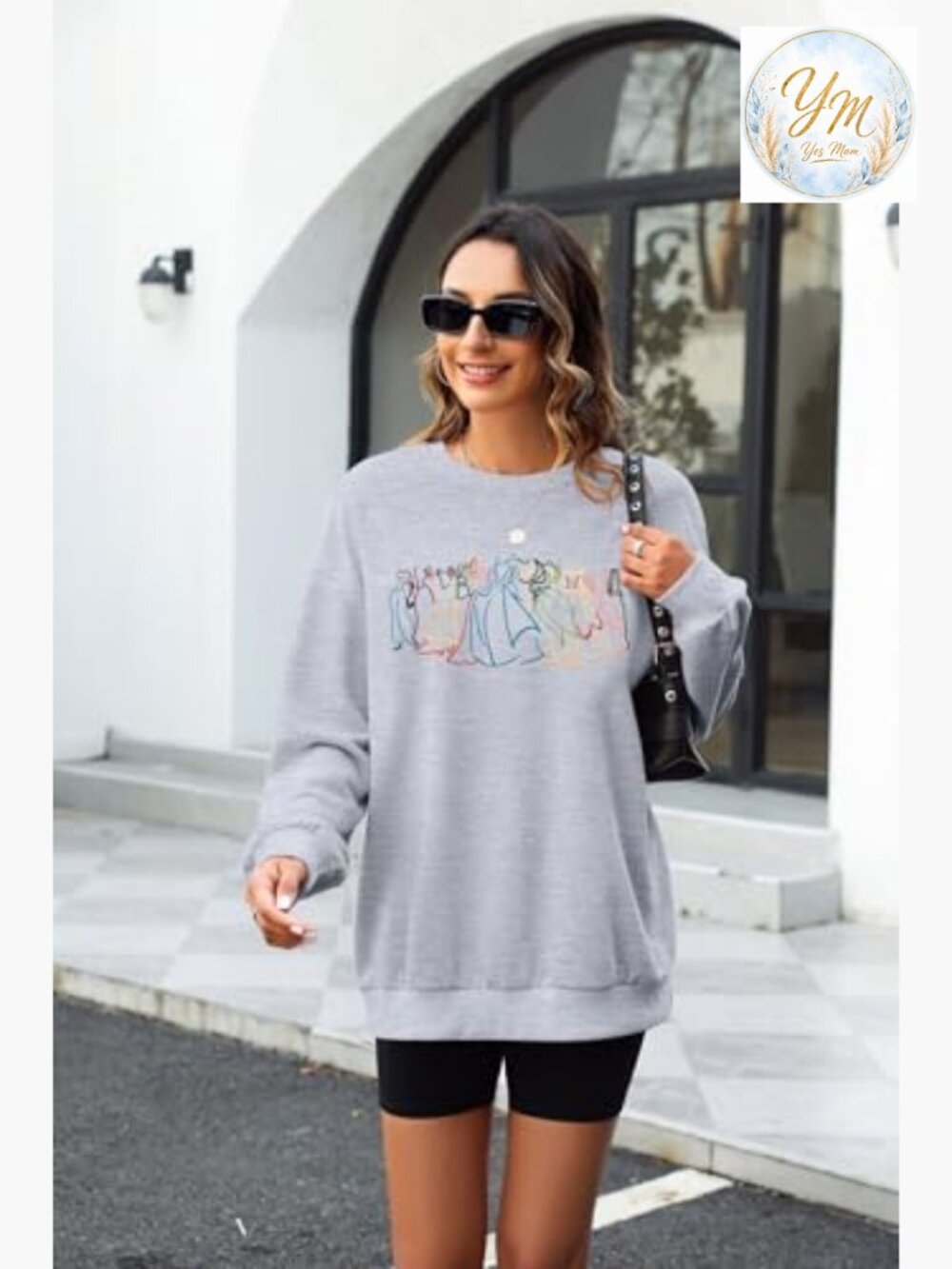 Crewneck Sweatshirt Embroidered Fantasy Castle Pullover Long Sleeve Top - Picture 3 of 6